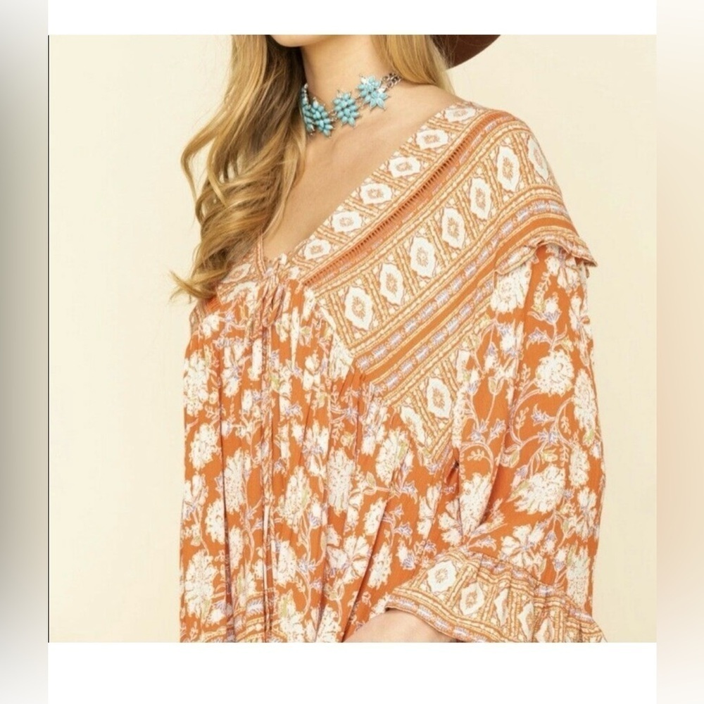 Free People Moonlight Dance Tunic Coral Combo